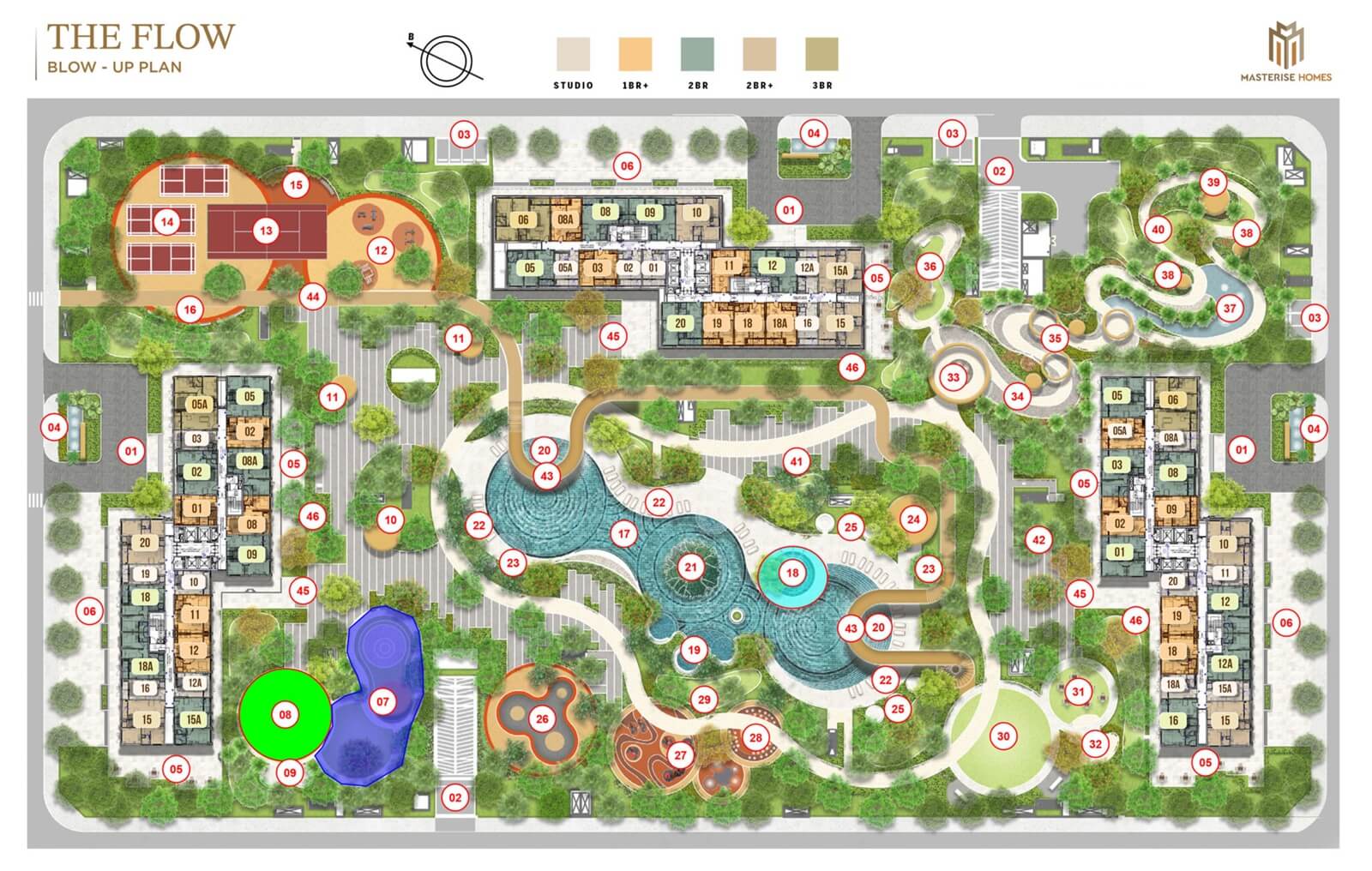 Mặt bằng phân khu The Flow dự án Masteri Era Landmark Ocean Park 3