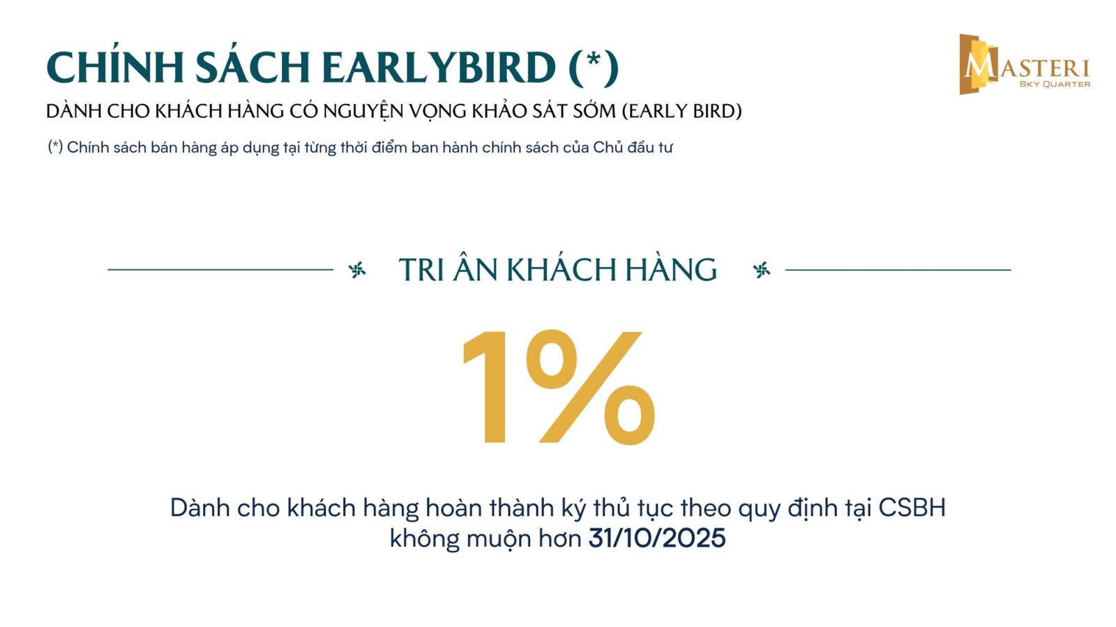 chính sách bán hàng dự án masteri sky quarter đan phượng
