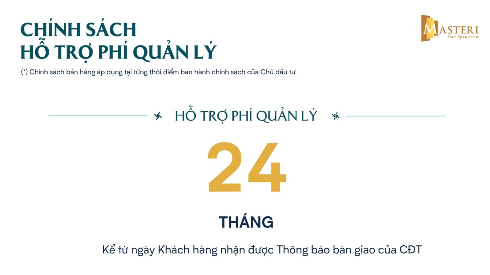 chính sách bán hàng dự án masteri sky quarter đan phượng