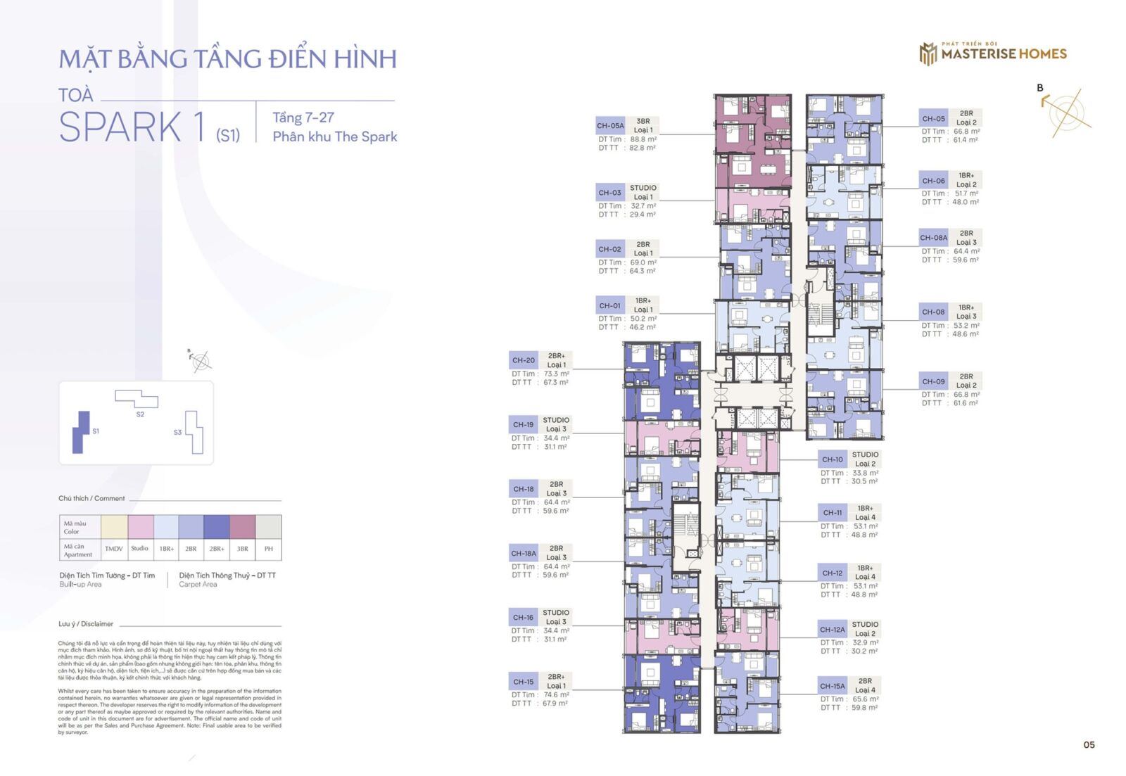 mặt bằng tòa spark 1 dự án masteri era landmark ocean park 3