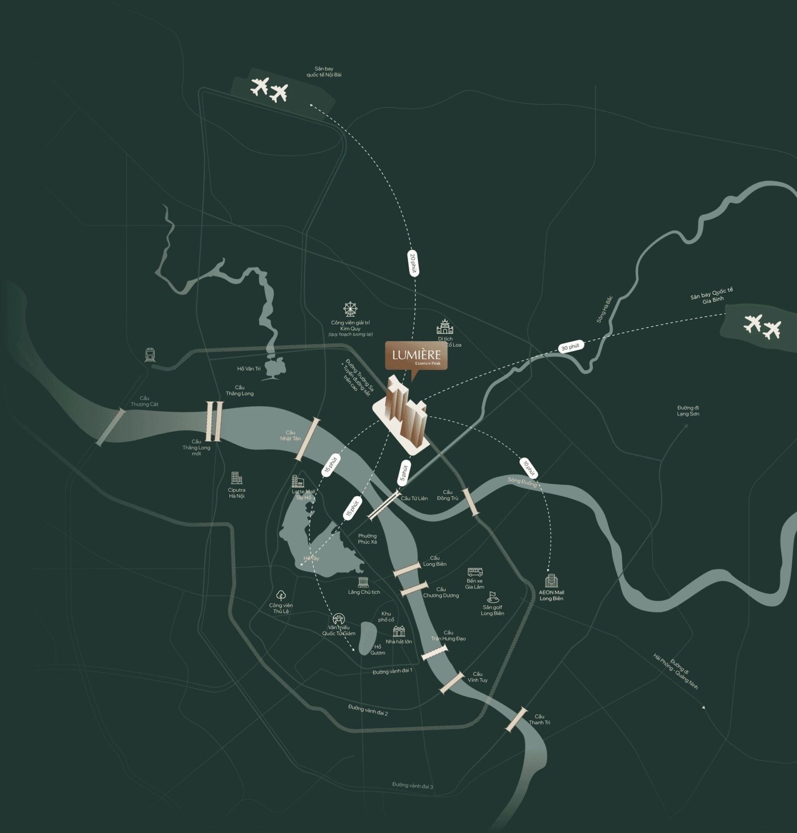 vị trí dự án lumiere essence peak cổ loa